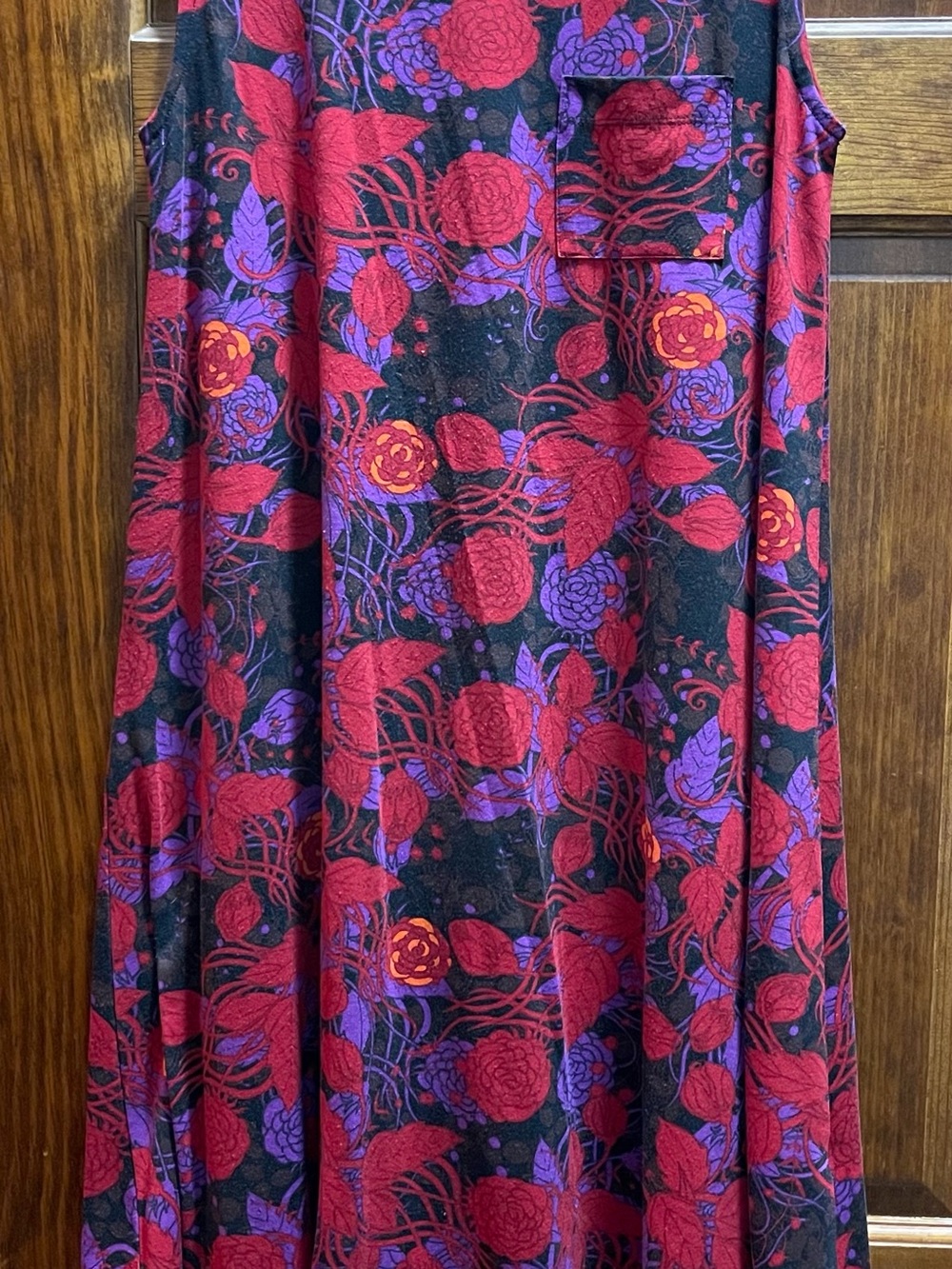 LuLaRoe Floral Dress in Red, Purple & Black